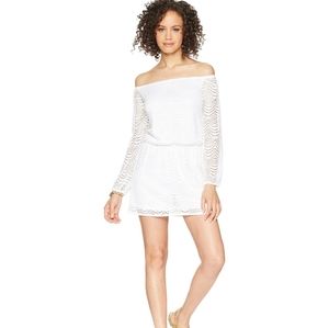 Lilly Pulitzer White Off-Shoulder Lace Romper